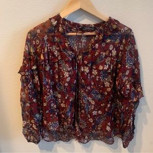 Zara Floral Paisley Blouse XS